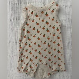 Cream Orange-Print Sleeveless Baby One-Piece Romper 100% organic cotton